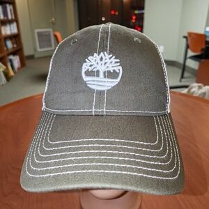 Timberland Embroidered LogoTrucker Mesh Green White Snapback Hat Cap OSFM